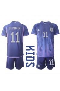 Fotbalové Dres Argentina Angel Di Maria #11 Dětské Venkovní Oblečení MS 2022 Krátký Rukáv (+ trenýrky)